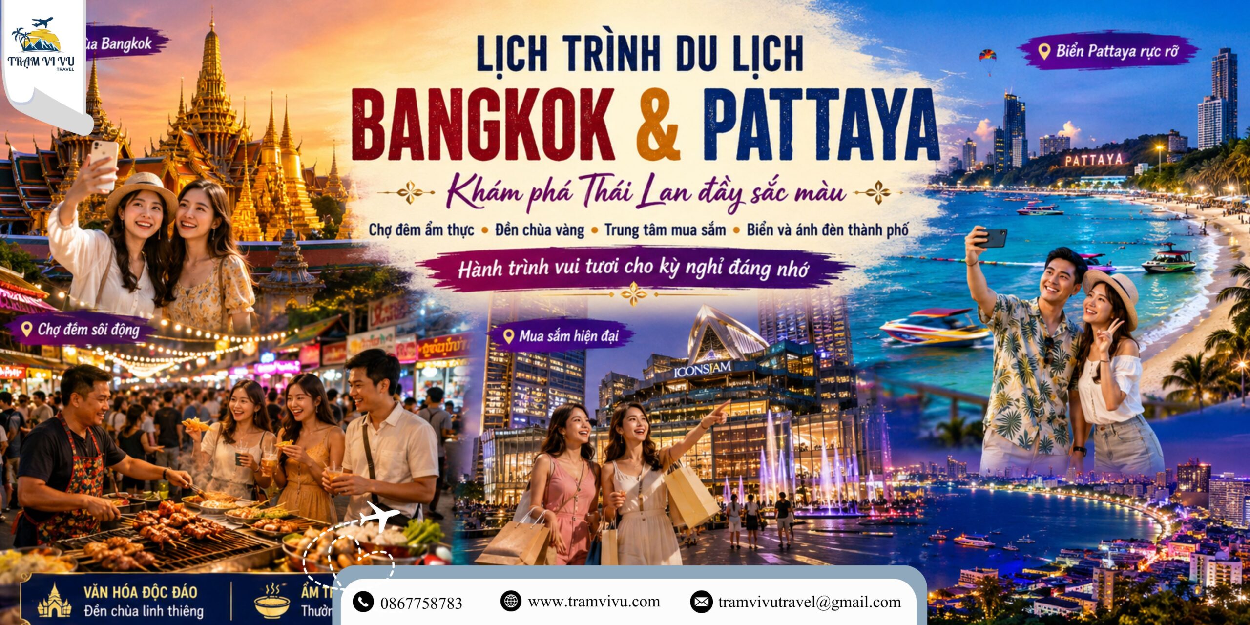 Lịch trình tour du lịch Thái Lan 3 ngày 2 đêm Bangkok Pattaya