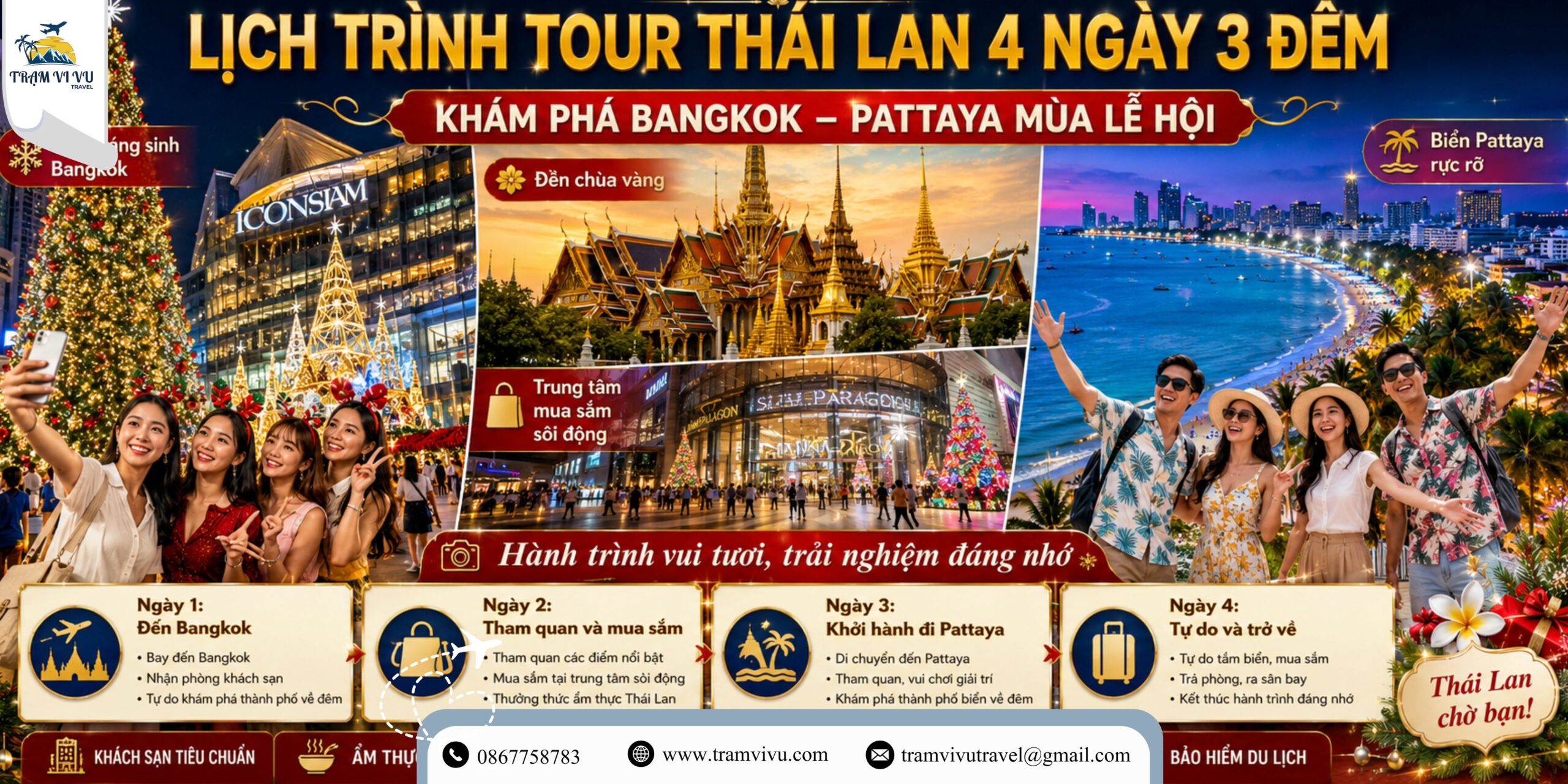 Lịch trình Tour Thái Lan 4 ngày 3 đêm Bangkok Pattaya